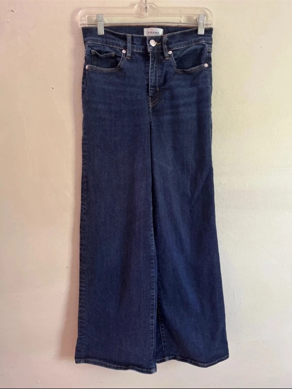 Frame Denim Indigo Wide-Leg High-Rise Jeans